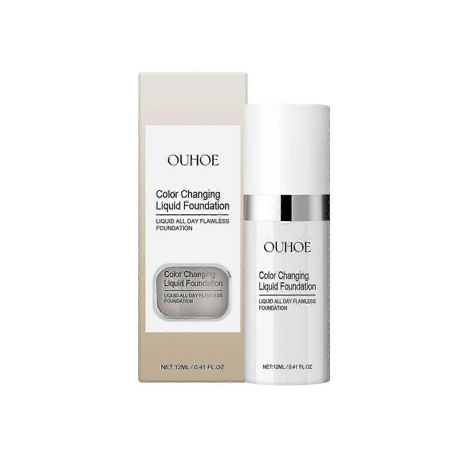 Ouhoe Warm Color Changing Liquid Foundation Convenient Natural Concealer Light Base Makeup Skin Color Moisturizing Liquid Foundation