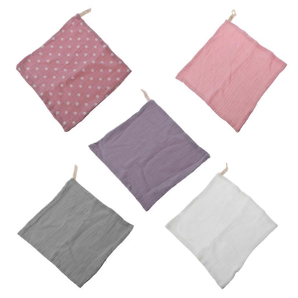 5pcs Baby Infant Towel 23x23cm Muslin Towel Handkerchiefs Two Layers Wipe Towel 2 Layer Gauze Washcloths Multicolor