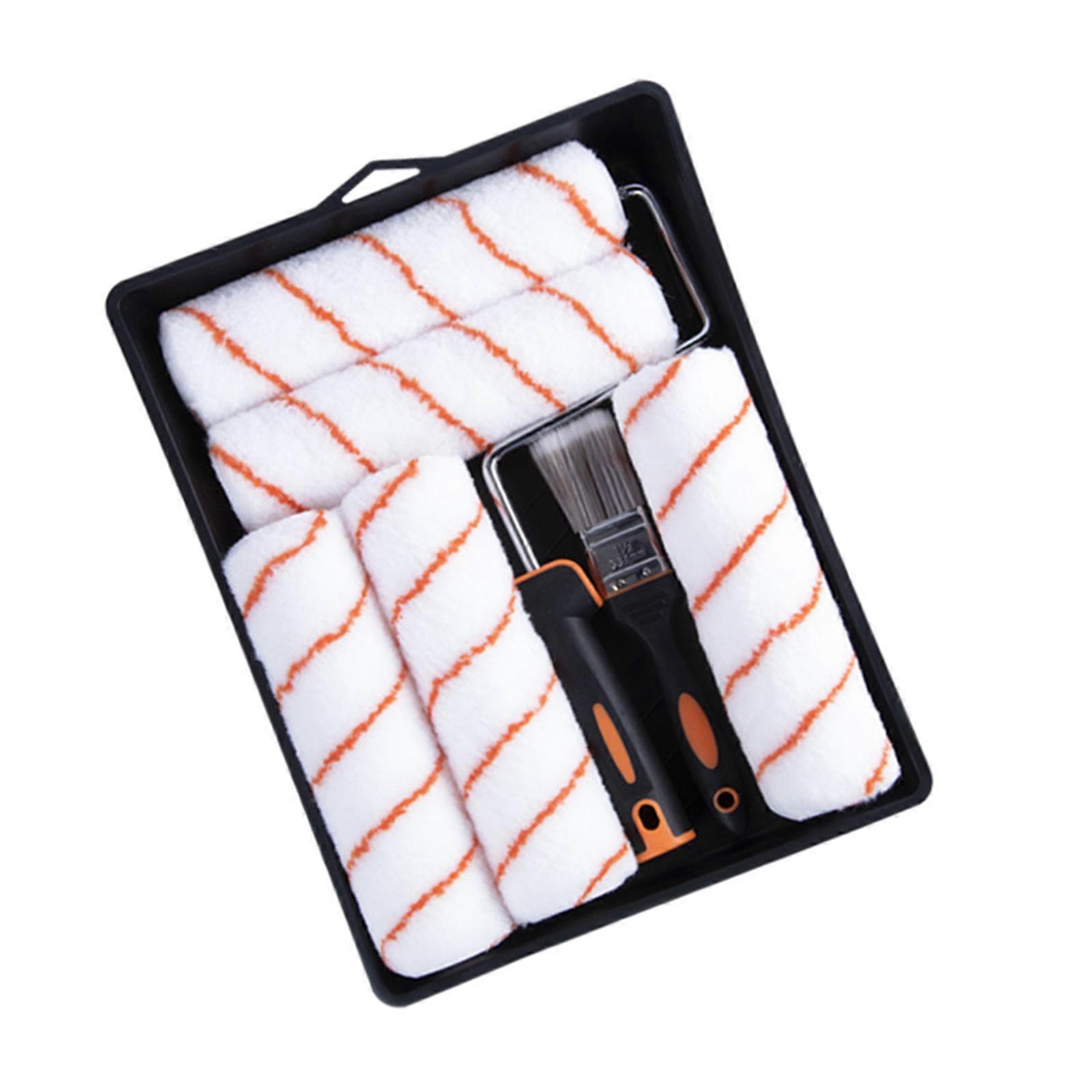 Paint Roller Set Paint Handle with 5 Roller & Tray Efficient Paint Tool Easy to use Paint Set Simple Operate for DIY