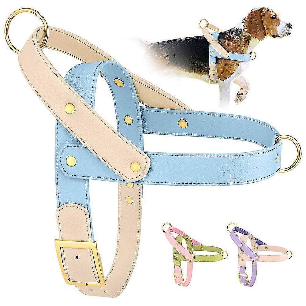 Adjustable Soft Leather Dog Harness with Handle and Colorful Vest for No Pull Pet Wear
