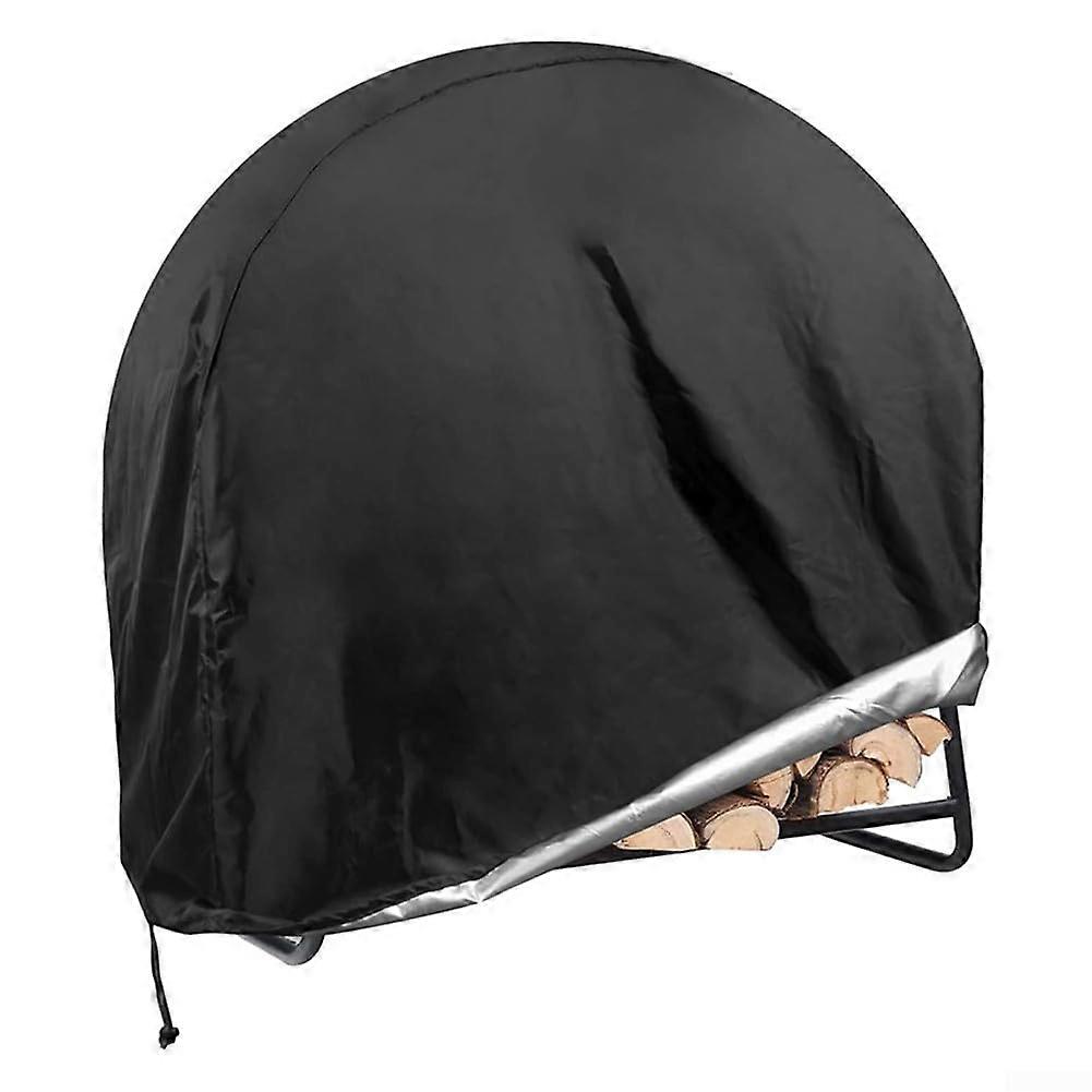 Robust 600D Oxford Fabric Waterproof Round Firewood Cover with Drawstring, PU Coating, Zipper Access, Windproof Buckles, 40 x 24 x 41 Inches