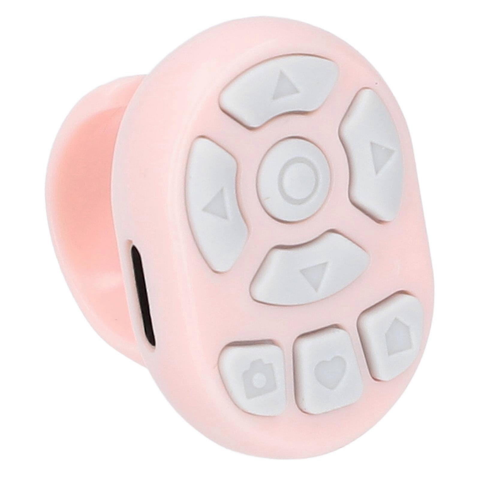 Scrolling Ring Bluetooth Camera Video Recording Remote Wireless Remote Shutter Page Turner for IOS 15 Phone Pink 