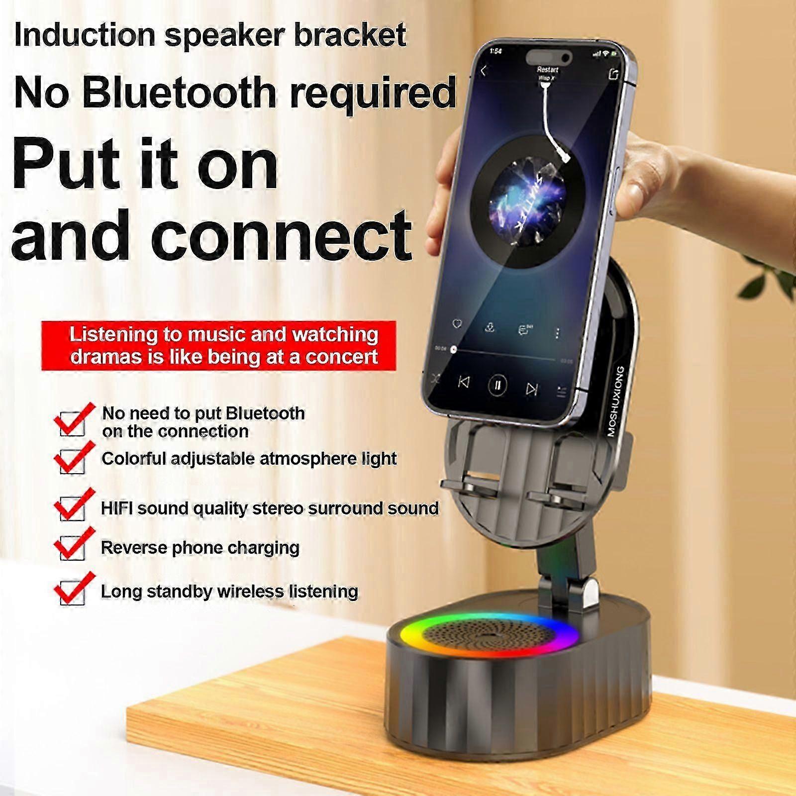 Wireless Induction Audio Bluetooth Speaker,  Upgraded Cell Phone Stand