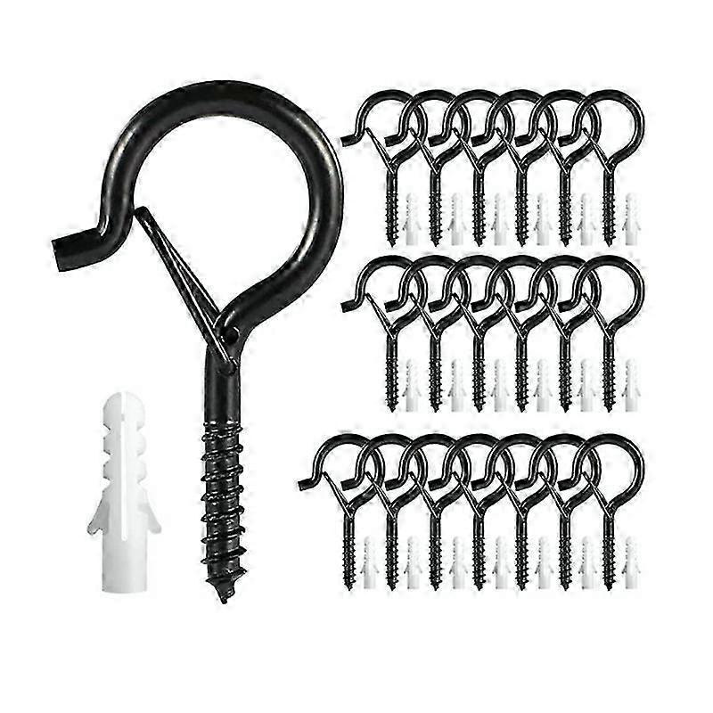 20 PCS Cup Eye Hooks for Outdoor String Lights, Safety Buckle Design Screw Hooks