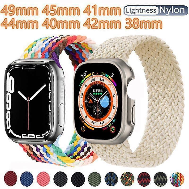 Elastic Braided Solo Loop Nylon Strap for Smart Watch Band Series 7 8 Ultra SE 6 49/45/41/44/40/38/42mm Series 3 4 Soft Nylon Breathable Belt Bracelet