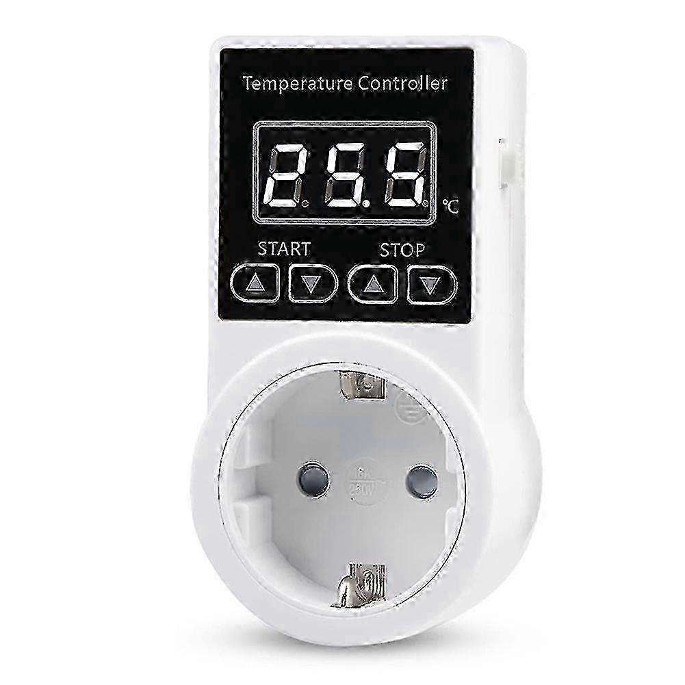 1pcs Digital Thermostat Socket with Sensor, Waterproof Temperature Controller EU Plug