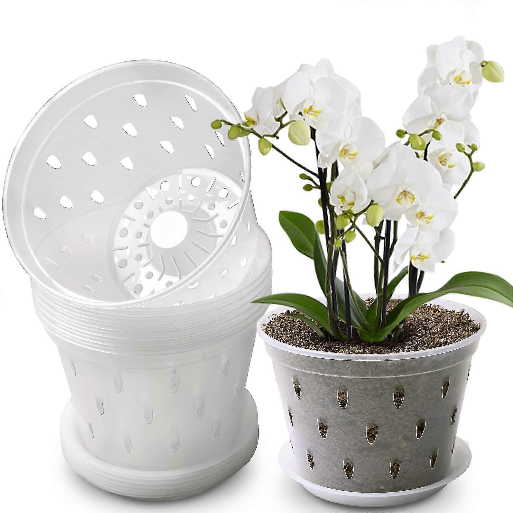 8-Pack Clear Plastic Orchid Pots, 7 Inches