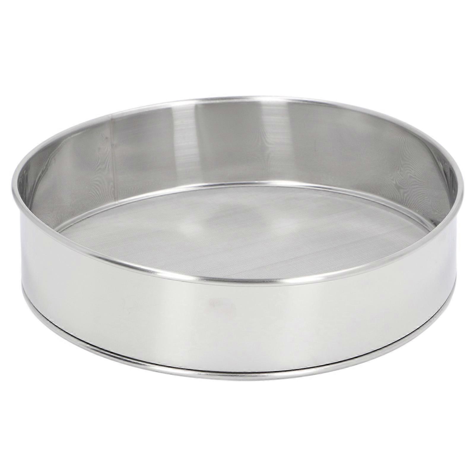 Round Sifter 80 Mesh Large Size Silver Titanium Plated Filter Anti Stick Coated Stainless Steel Flour Sieve for Powdered Sugar Cocoa Powder