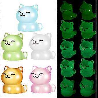Mini Resin Cats Glow in The Dark Figurines for Decoration 20Pcs Set