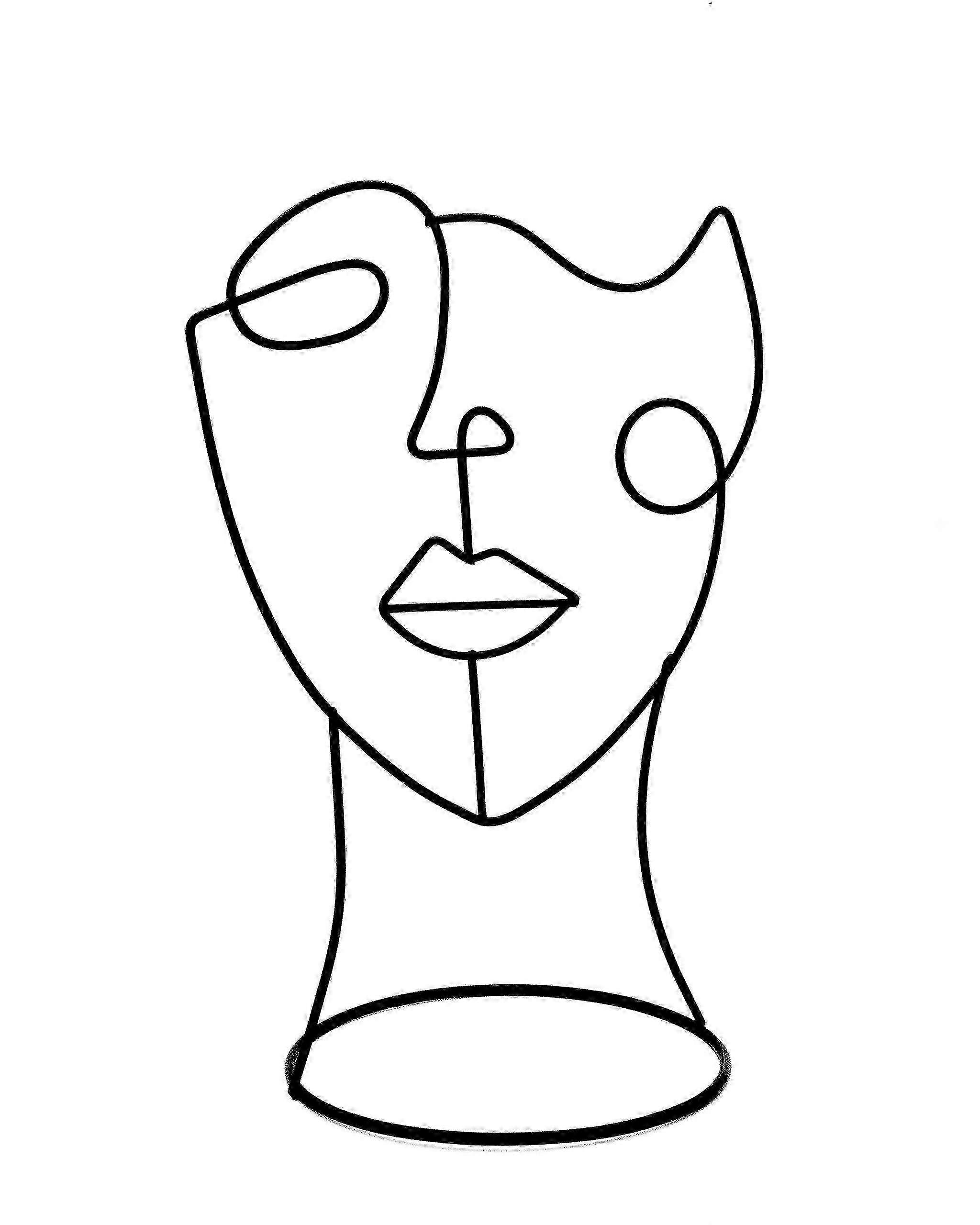 2025 Modern decorative figure: single line face art | Black decorative statue in a minimalist design as an abstract decoration for any apartment hwy