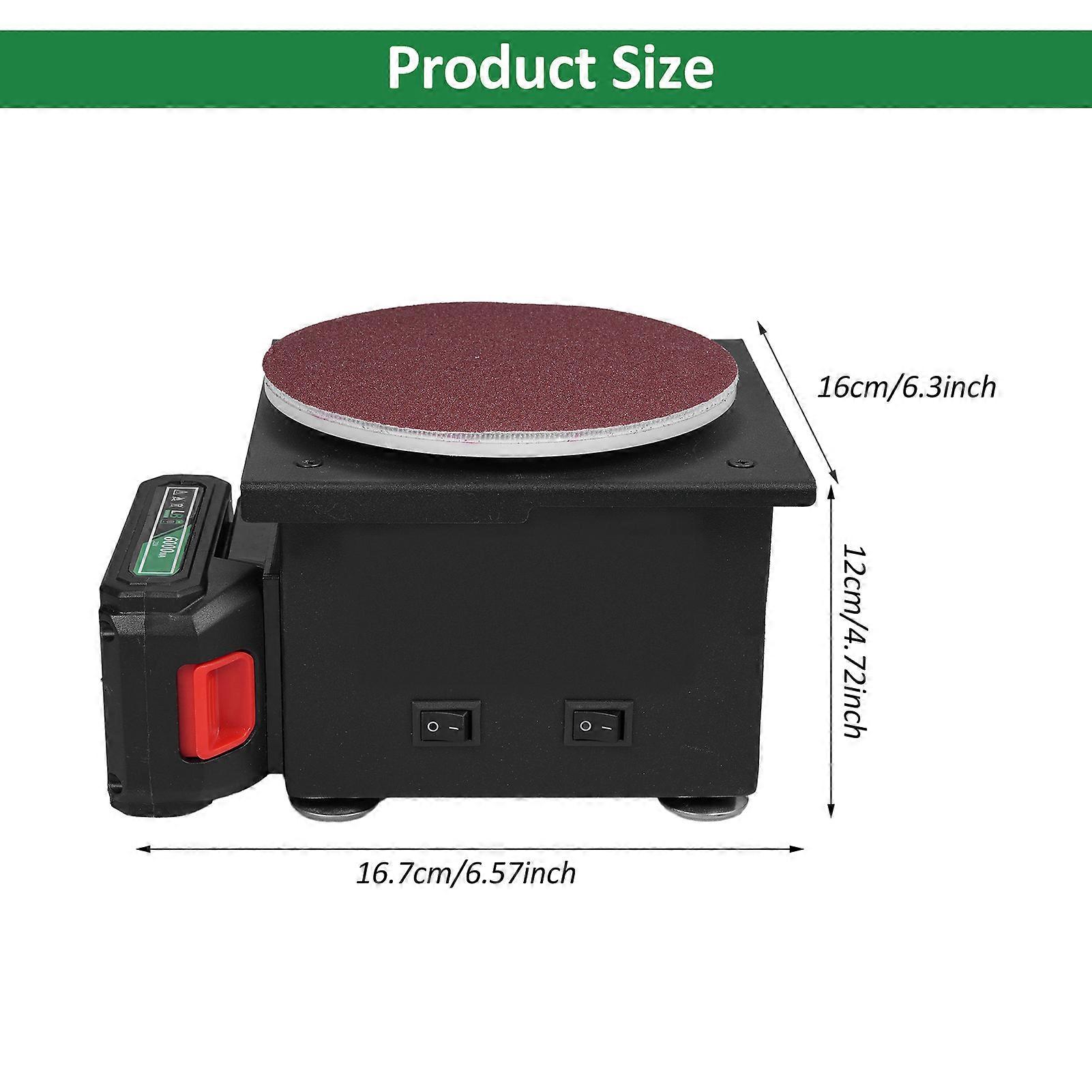 6000WA锂电池电动台式砂光机研磨抛光机，迷你圆盘砂光机6英寸砂盘研磨机，带10圆盘砂纸套件