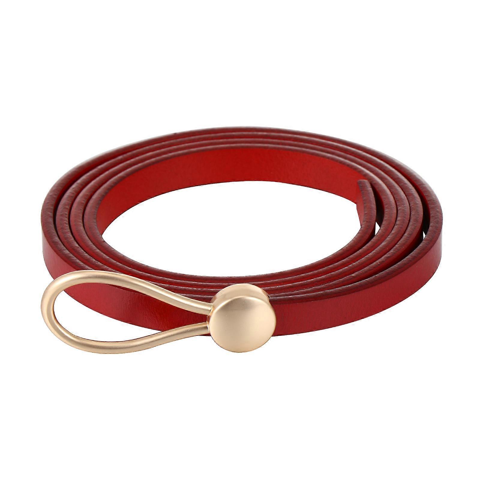 חגורת מתיחה חגורת מותן לנשים מזדמנים ללבוש עור צר אדום 116X2X0.5 ס"מ 1 יחידות