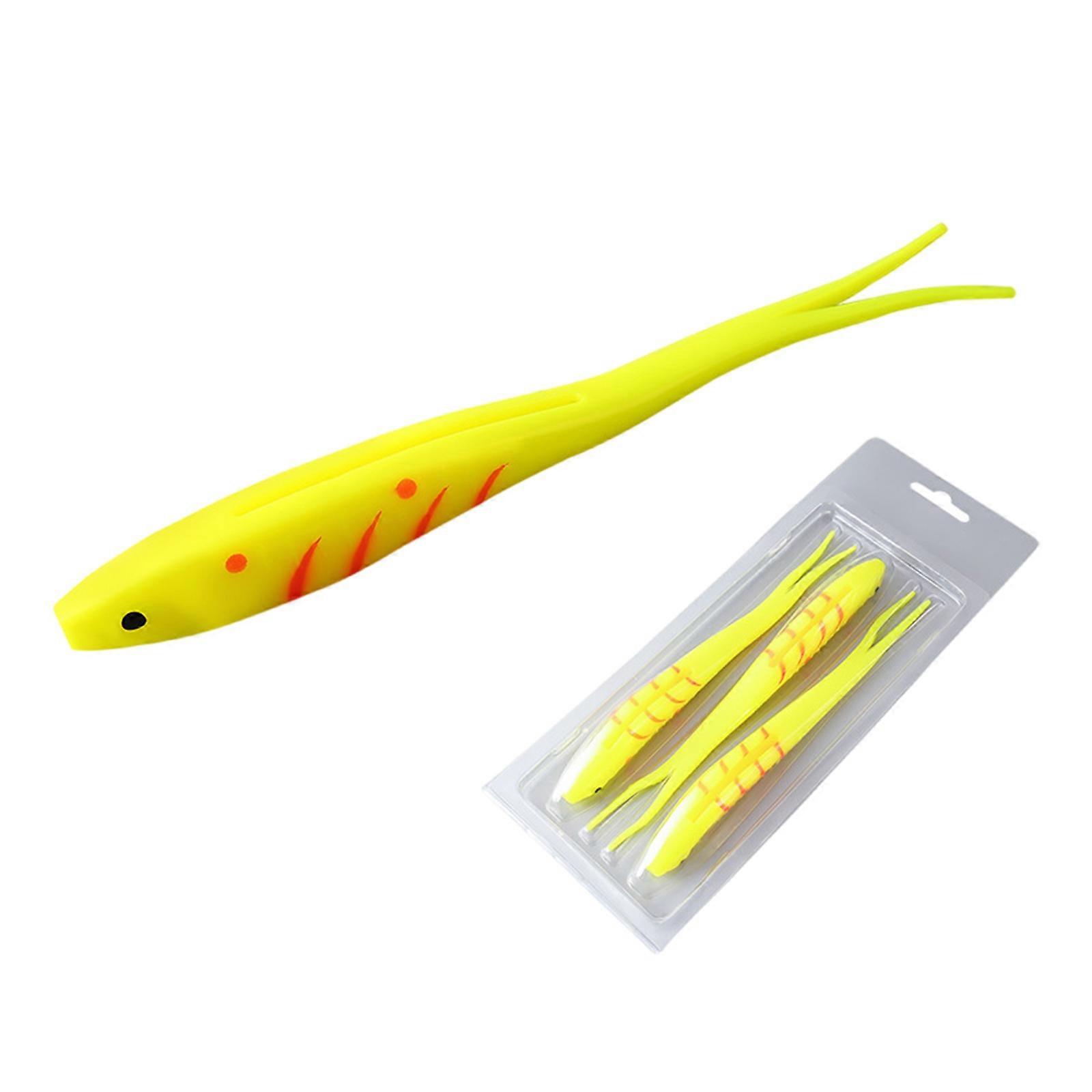 3pcs Soft Lure Forked Tail Fishing Lure Saltwater Elastic Baits 17.5cm 18g Artificial Swimbait Yellow