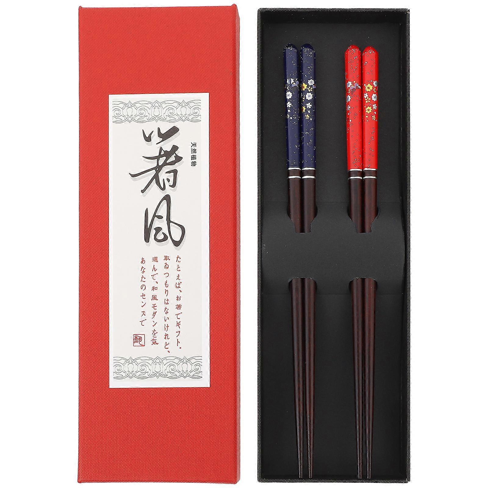 Japanese Style Wooden Chopsticks for Family Dining Assorted Color 2 Pairs