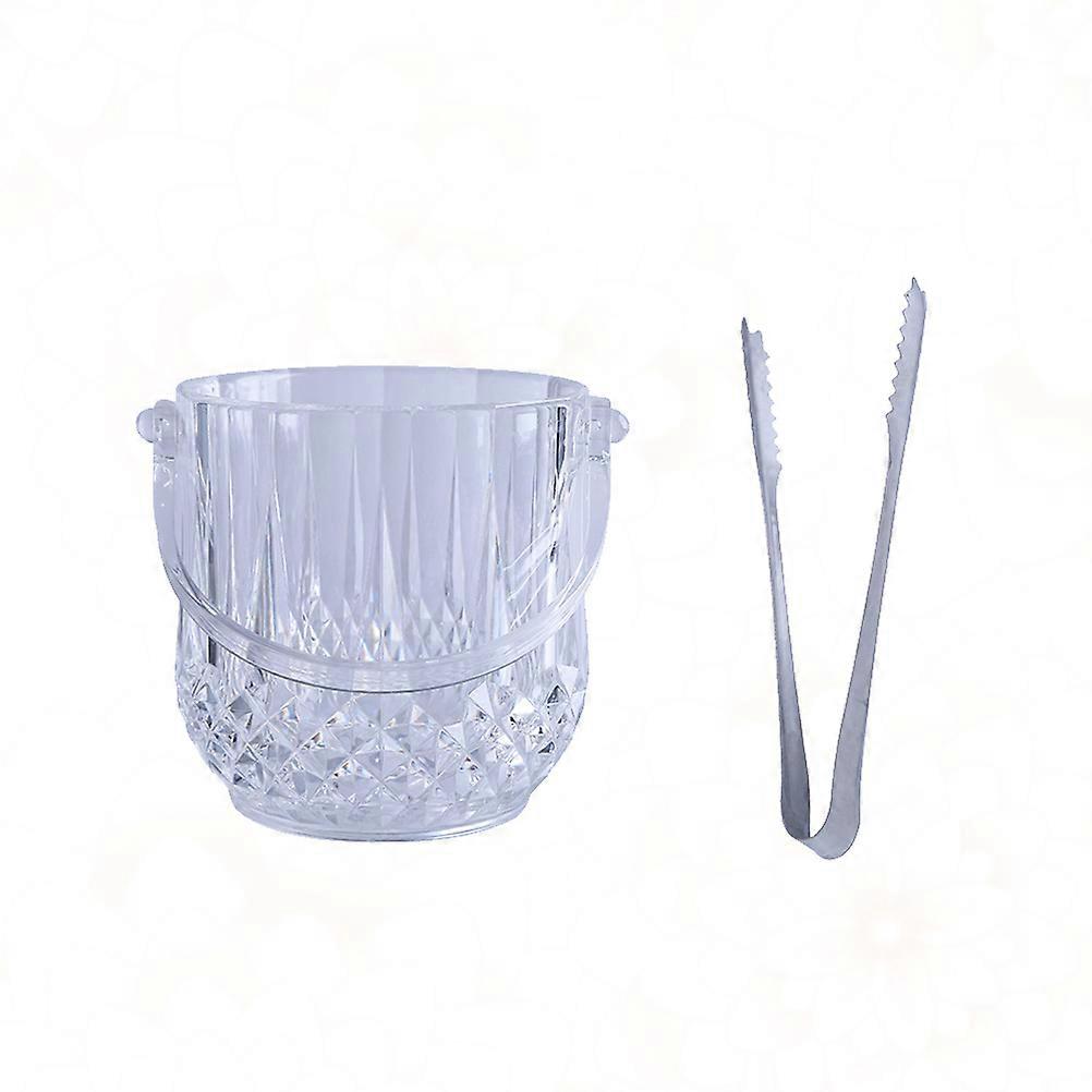 Practical Acrylic Ice Bucket Portable Round For Home Use Cooling Beverages 12x12x13cm 2Pcs