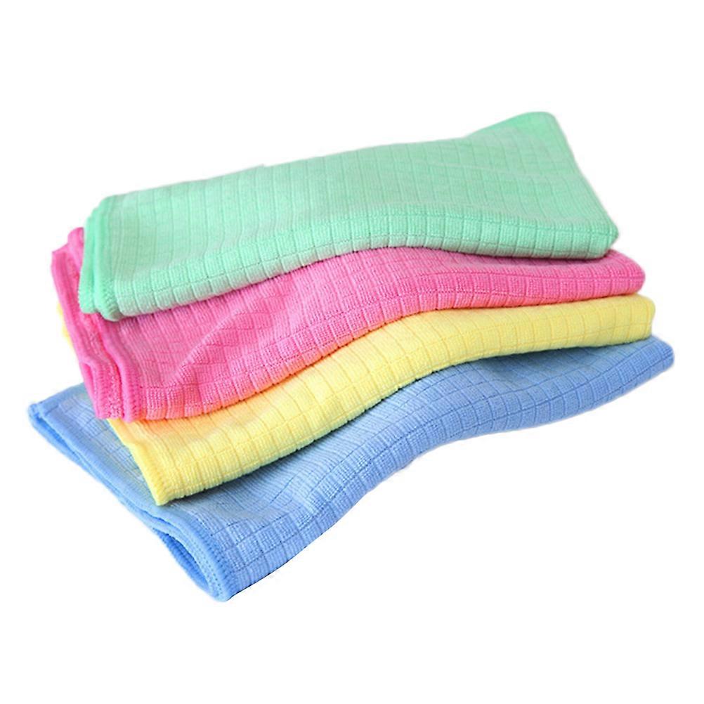 4pcs Microfiber Kitchen Cloths Set Absorbent Duster, Scouring Pads & Quick Drying Dish Towels for Cleaning and Fruit Washing