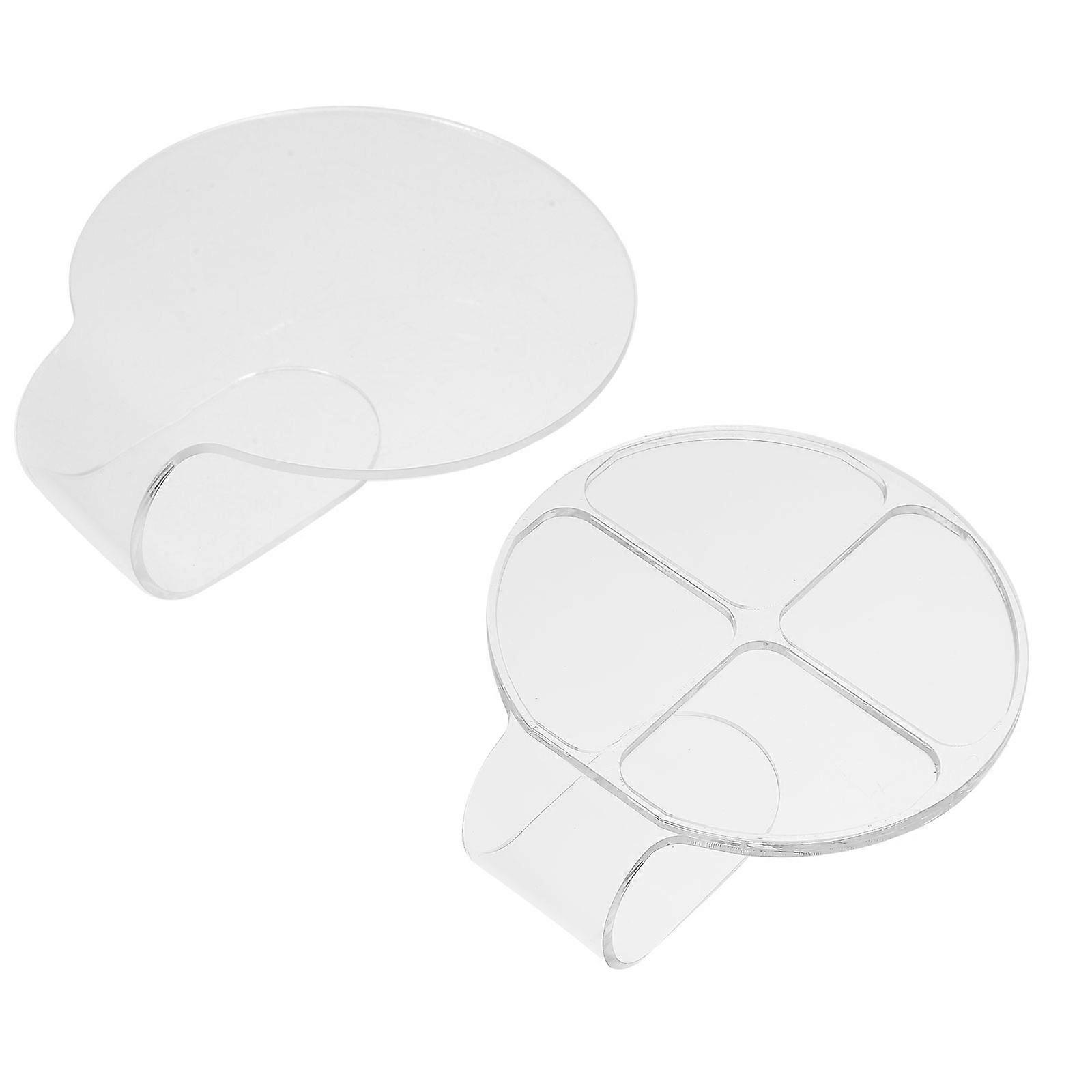 Makeup Blending Tray Handheld Round Flat Simple Cleat Design For Color Mixing 2Pcs