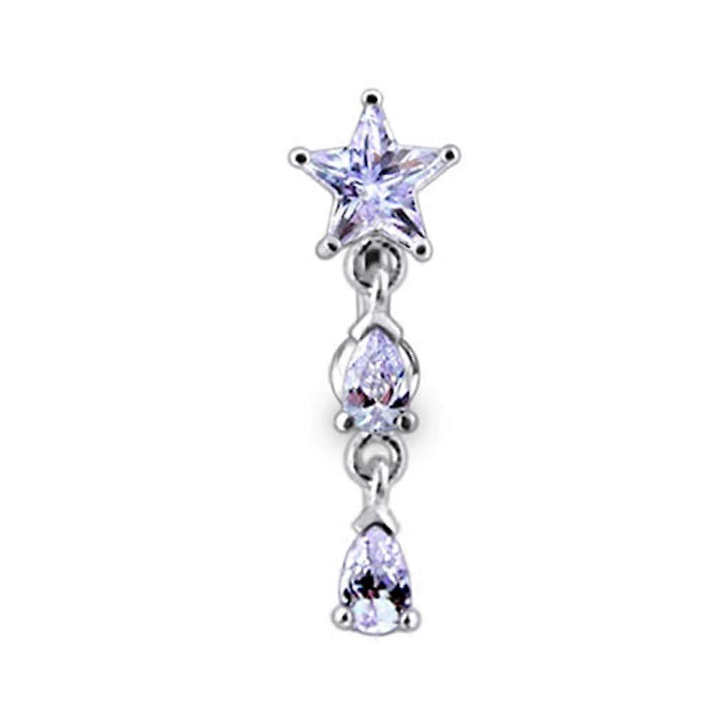 Dangling Fancy Star Jewelled Navel Button Ring