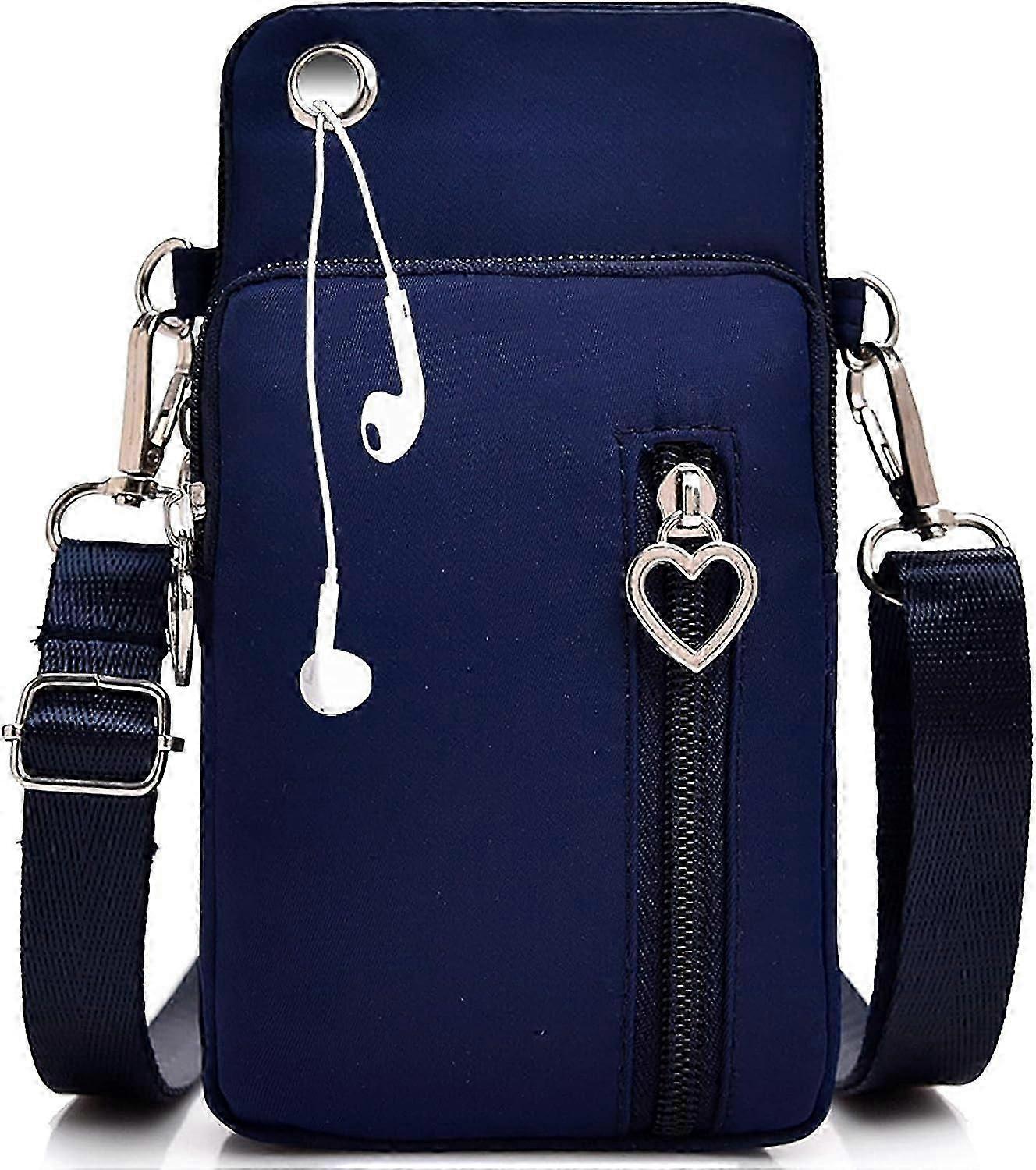 Bolsa de ombro pequena para telefones com menos de 7 polegadas - Alça ajustável azul