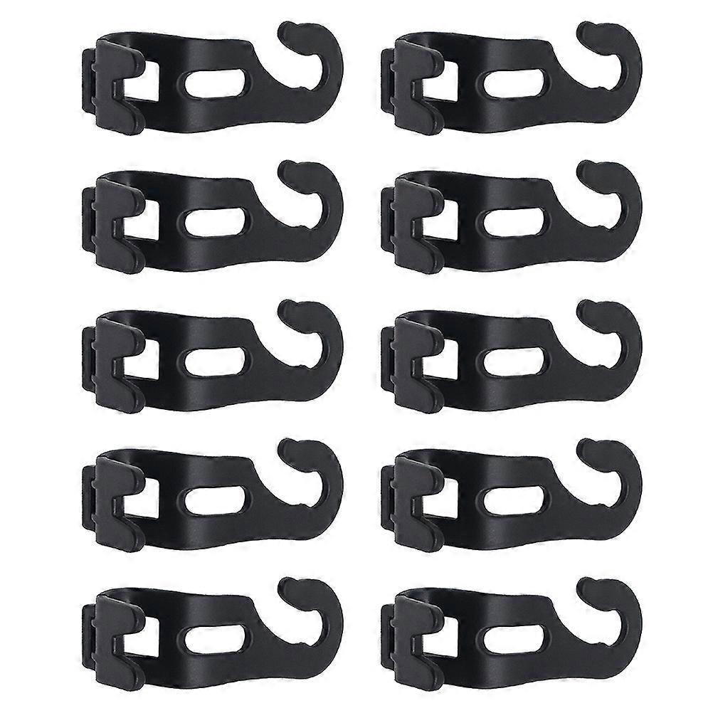 Car Seat Headrest Hooks for Storage Use Black Strong Hold PP Material 10 Pieces 4.72 Inches