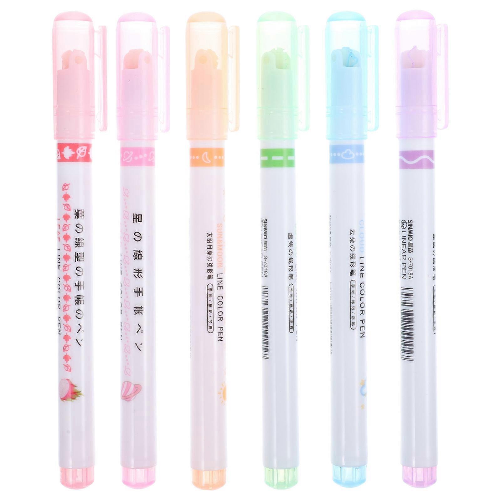 Highlighter Markers 6Pcs Pen Set Colored Marker Pens For Students Design Assorted Color