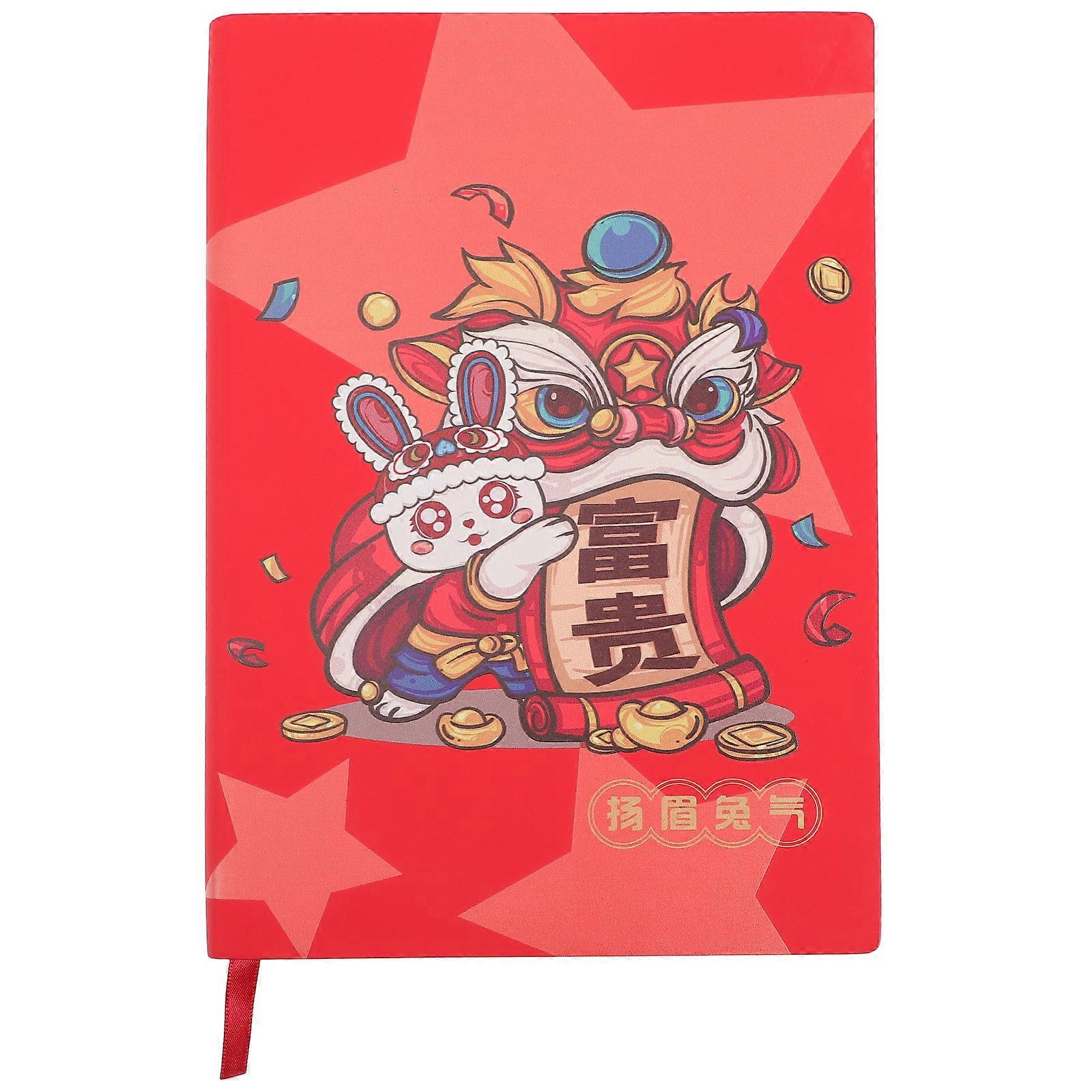 Festive Rabbit Year Notebook Chinese New Year Notebook For Office Workers Students Teachers 21x14.5cm Thickened Inner Page Scheduling 1Pcs