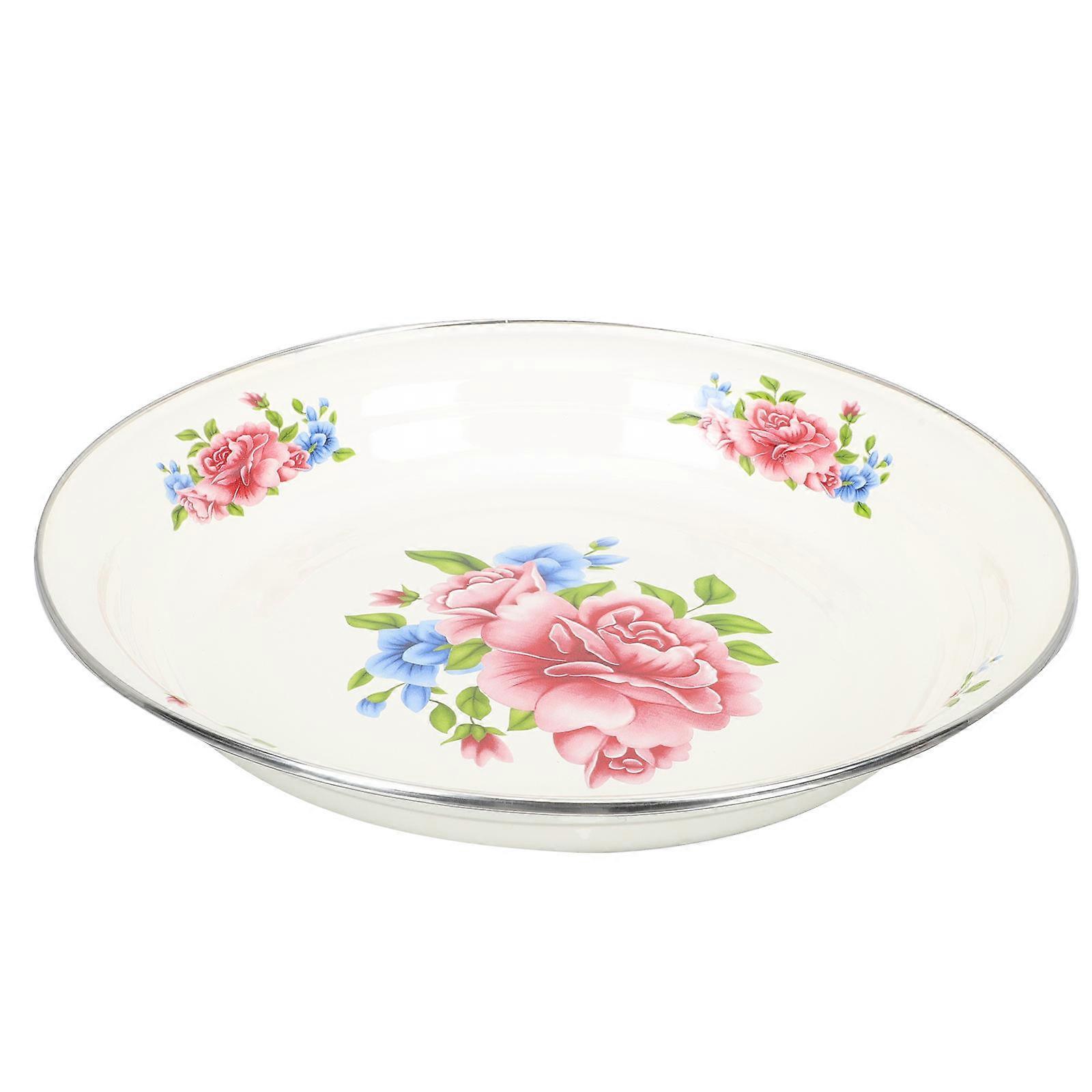Porcelain Enamel Serving Tray with Chinese Pattern – Multi Use Food, Candy, and Tea Tray for Home, Office, Weddings, and Festivals
