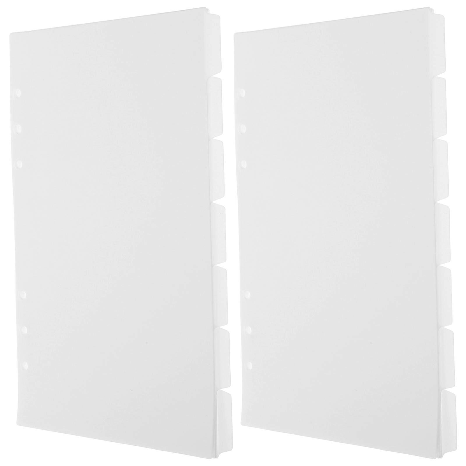 Plastic Binder Index Dividers Document Separation A5 Design White 21.00X15.00X0.10cm 2Pcs