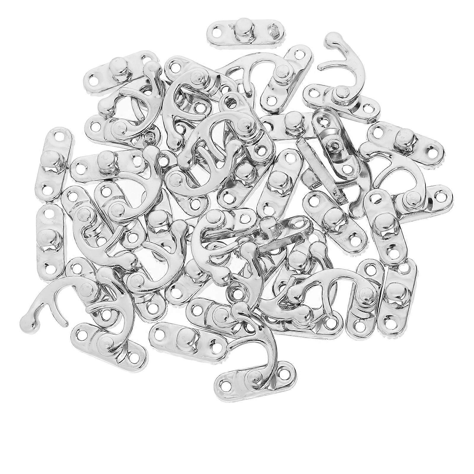 Craft Hinges Antique Cabinet Latch Silver Color Iron Material Rectangular Shape Locking Hardware For DIY Projects 20Pcs