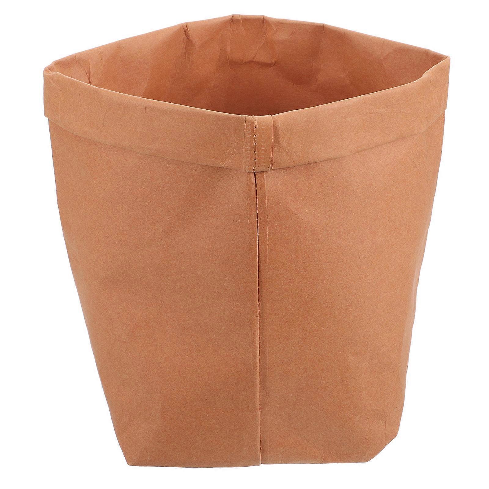 Golden Kraft Paper Flower Bucket for Storage Use Breathable Design Perfect for Decoration 1 Pc