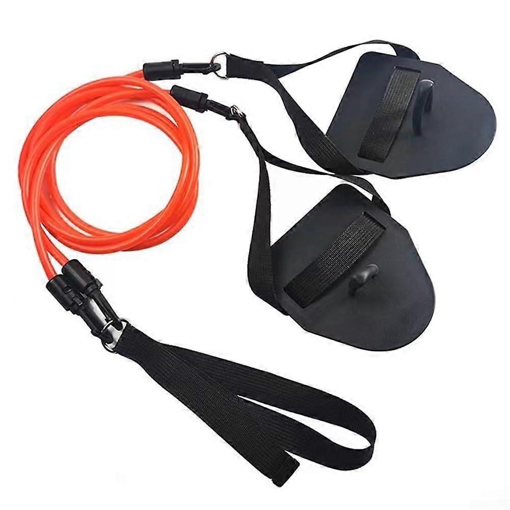 Swimming Trainer with Paddles and Adjustable Elastic Hook for Improved Technique Red 30lb