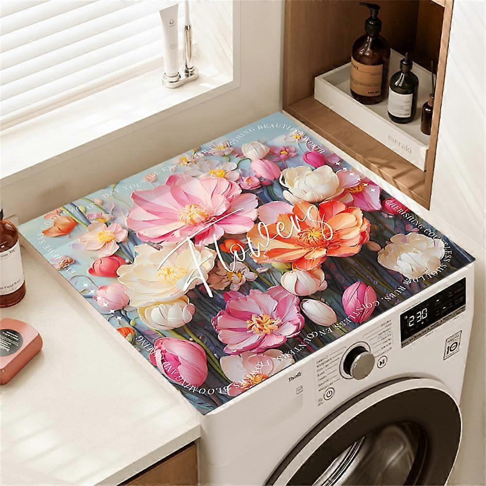Table1111 Washing Machine Cover Non-Slip Absorbent Quick-Drying 3D Vision Design for Garden Use 60x60cm