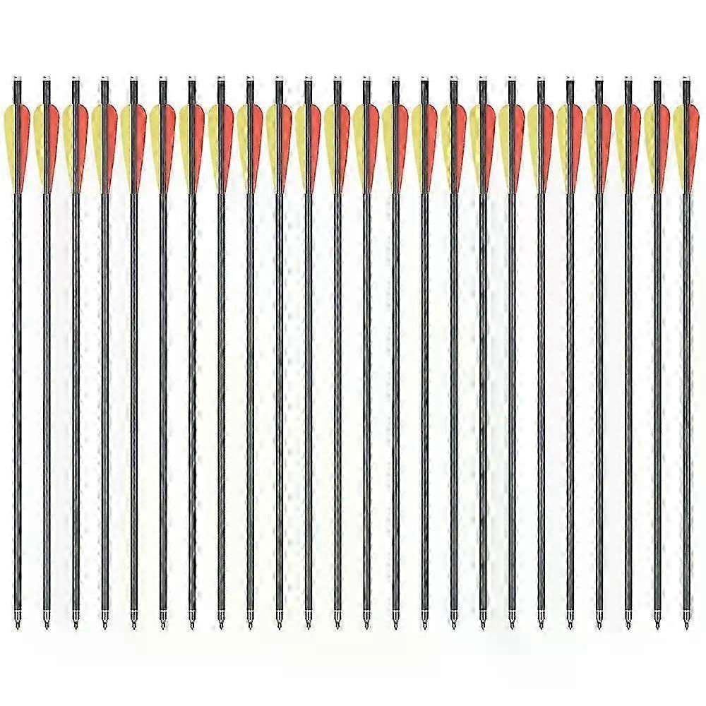 12PCS Crossbow Arrows 16/20inch Hunting Archery Mixed Carbon Arrow with 4 Vanes Replaced Arrowhead Tip