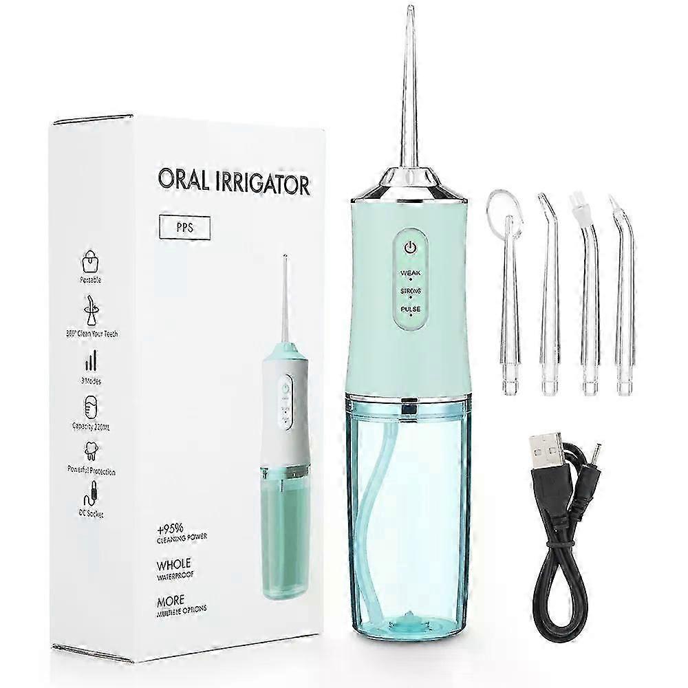 Oral Irrigator Portable Dental Water Flosser USB Rechargeable Water Jet Floss Tooth Pick 4 Jet Tip 220ml 3 Modes IPX7 1400rpm