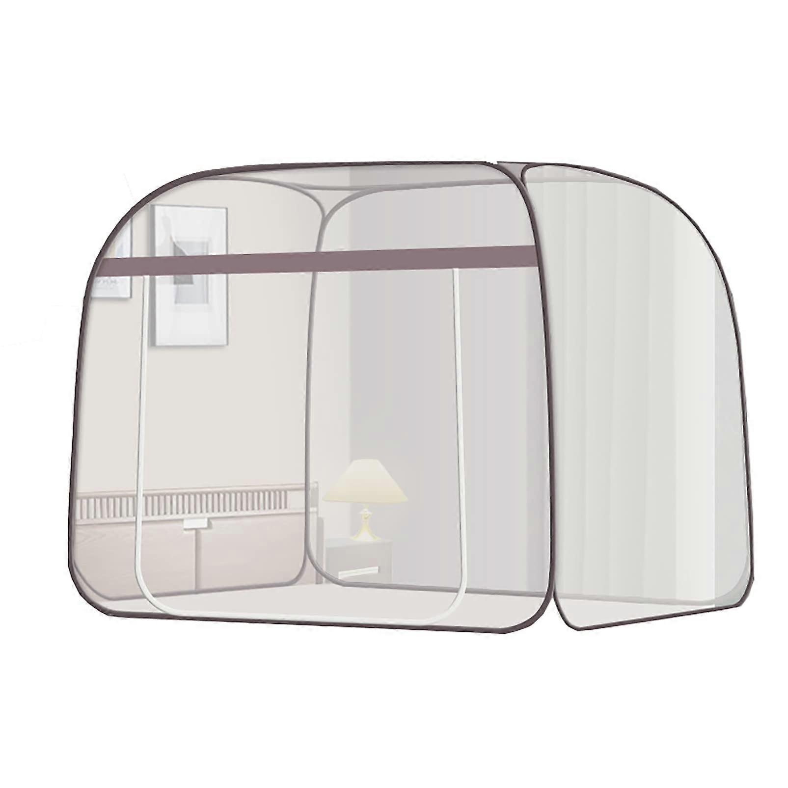 Pop Up Mosquito Net Tent, Portable Travel Mosquito Net, Bed Canopy Design with Base, Single Door Canvas Curtains for Single/Double, Easy to Store