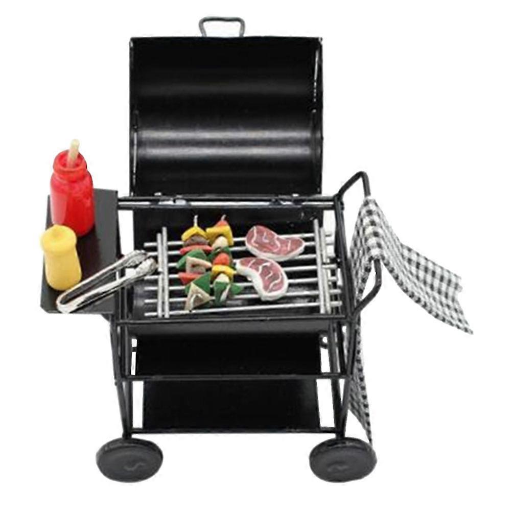 Simulation Grilled Cart Toy Mini Things Play House Toys Cognitive Development Childrens Room Ornament 1Set