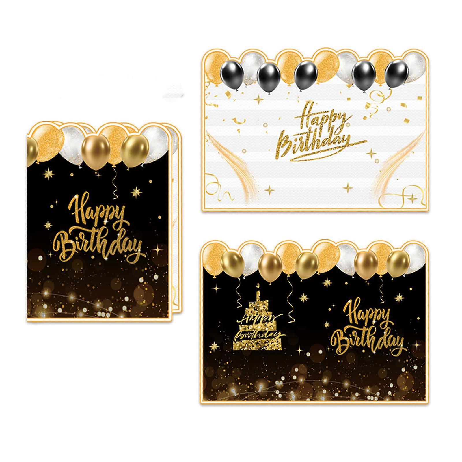 Black Golden Happy Birthday Signatures Guest Book Commemorative Guestbook Large Blank Greeting Card for Guests