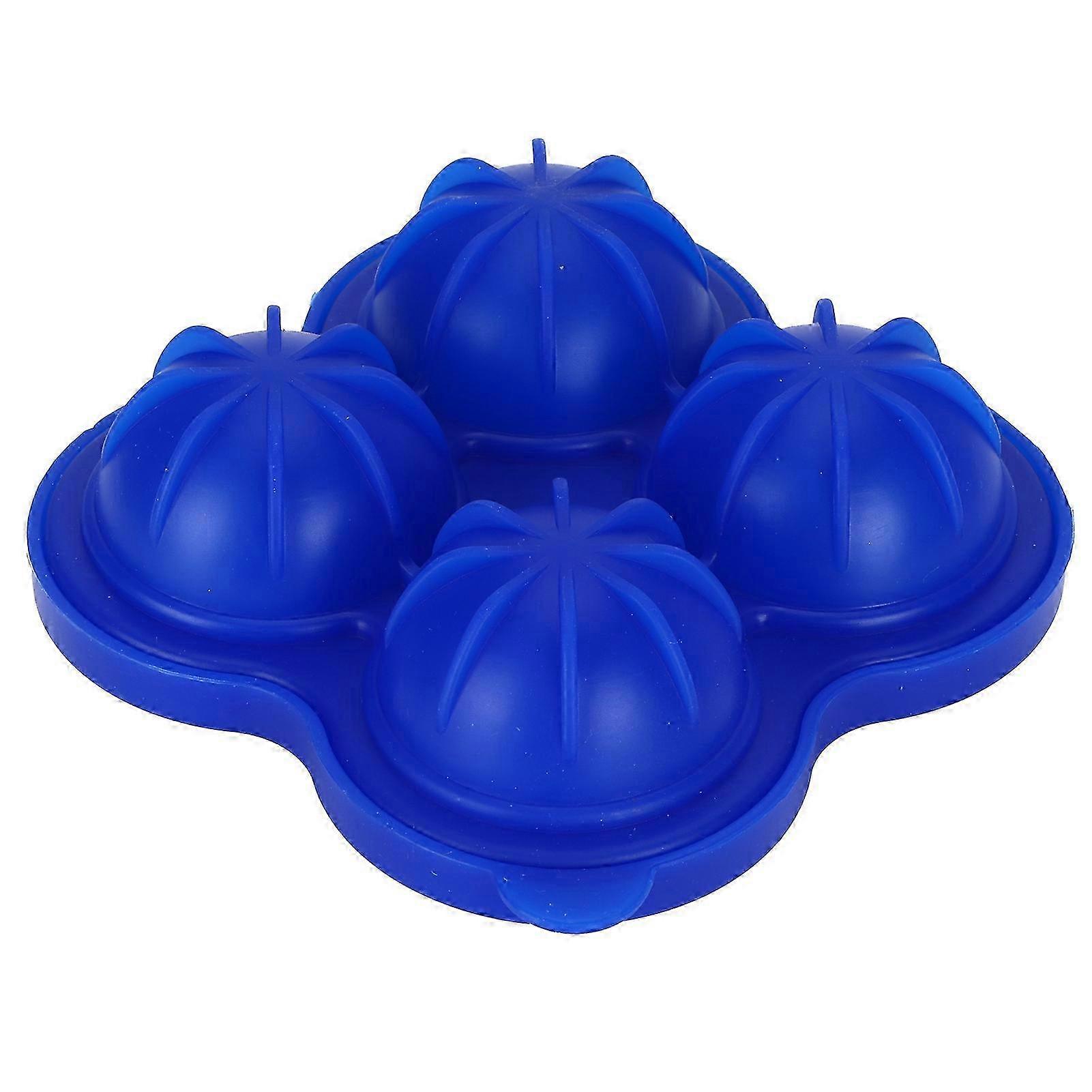 家庭用キッチン用品用4穴シリコンアイスキューブモールドトレイ-ダークブルー