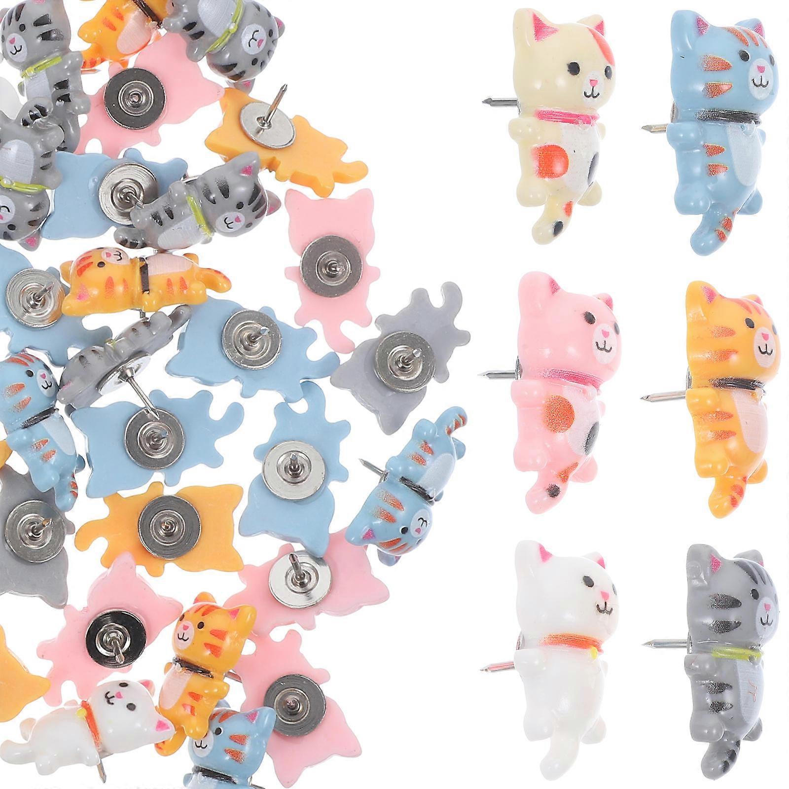 Decorative Push Pin Thumbtacks Cat Shape for Bulletin Board 60Pcs