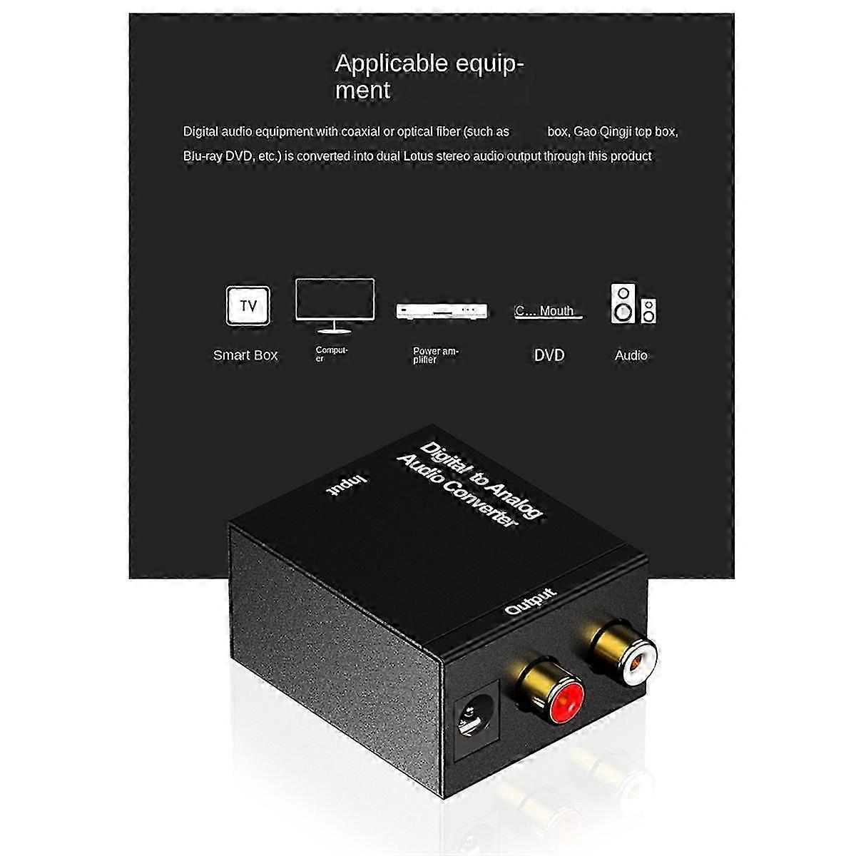 Digital to Analog Coaxial Optical Cable Toslink Stereo Audio Adapter + 3.5mm Audio Connector
