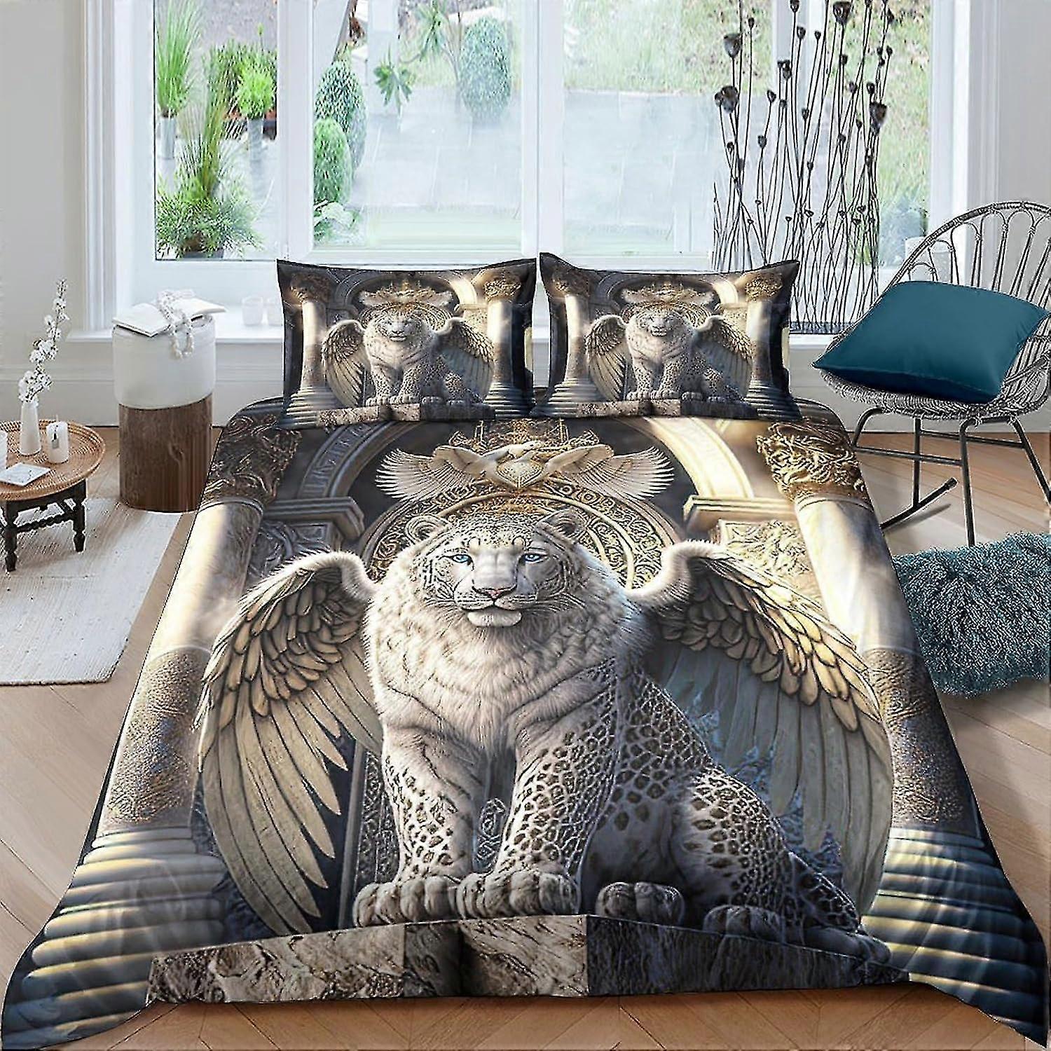 Mechanical Tiger Duvet Cover for Teens and Adults, 3D Print Anime Characters, Soft Microfiber Bedding with Zipper Closure