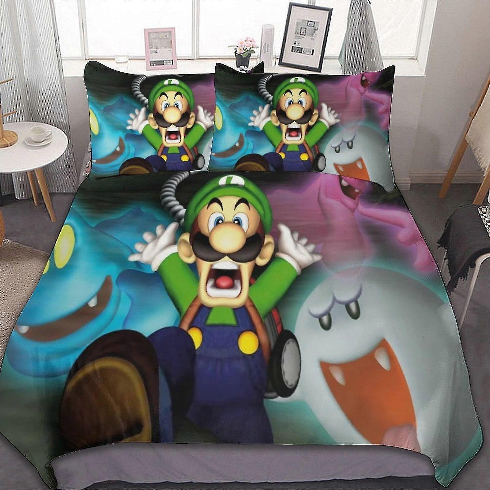 Breathable Duvet Cover with 2 Pillow Shams Soft All Seasons Bedding Set for a Nintendo Game