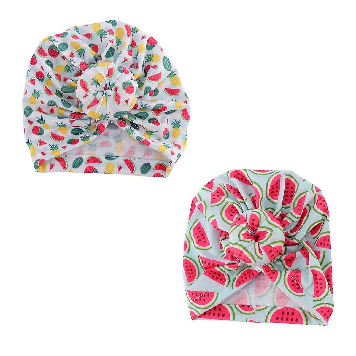 Infant Bonnet Creative Printing Hat Toddlers Breathable Protective 2Pcs