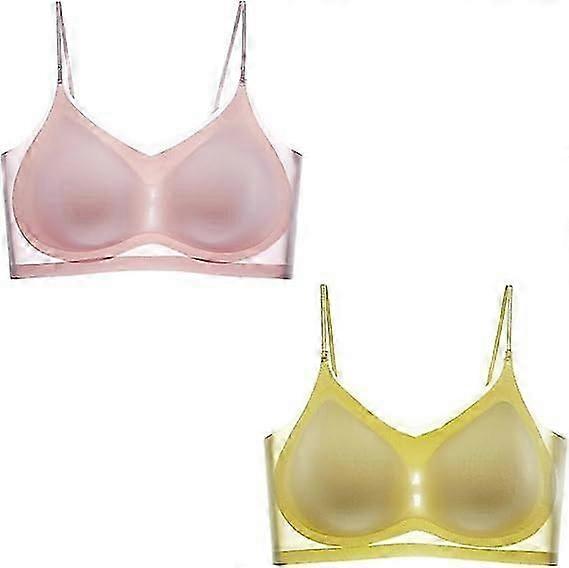 2 stuks zomer naadloze ultra dunne ijs zijde comfort bh in plus size, ultra dunne ijs zijde bh ademende naadloze bh