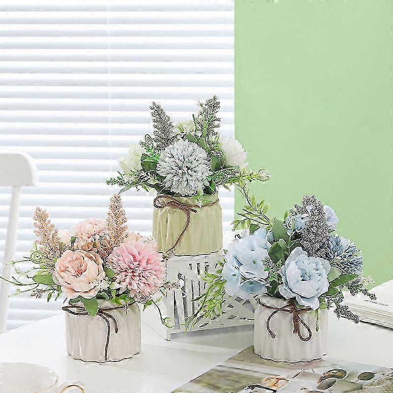 Nordic ins simulazione ortensia pianta in vaso decorazione soggiorno sala da pranzo decorazione desktop fiore falso vaso casa piccolo bonsai Purple Hydran