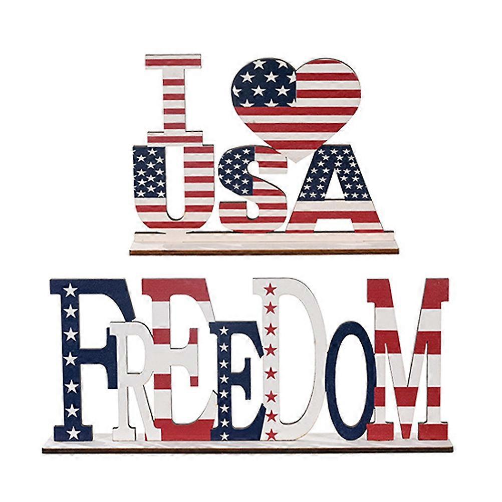 Patriotic Wooden Letters for Decor Assorted Color Plastic Home Office Garden 4th of July