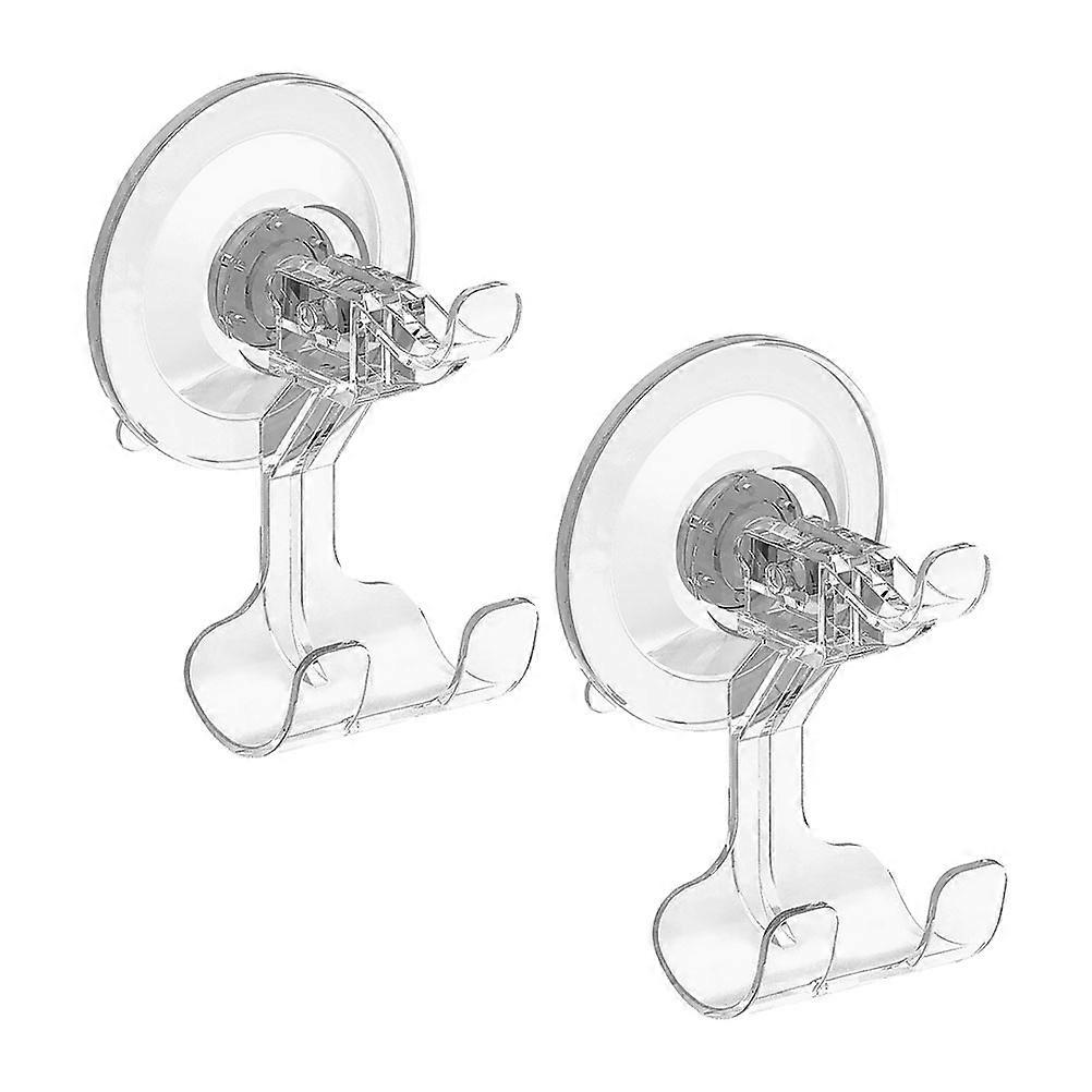 Suction Cups With Hooks Transparent Bathroom Accessories Home Organization Square Shape Wall Mountable 2Pack