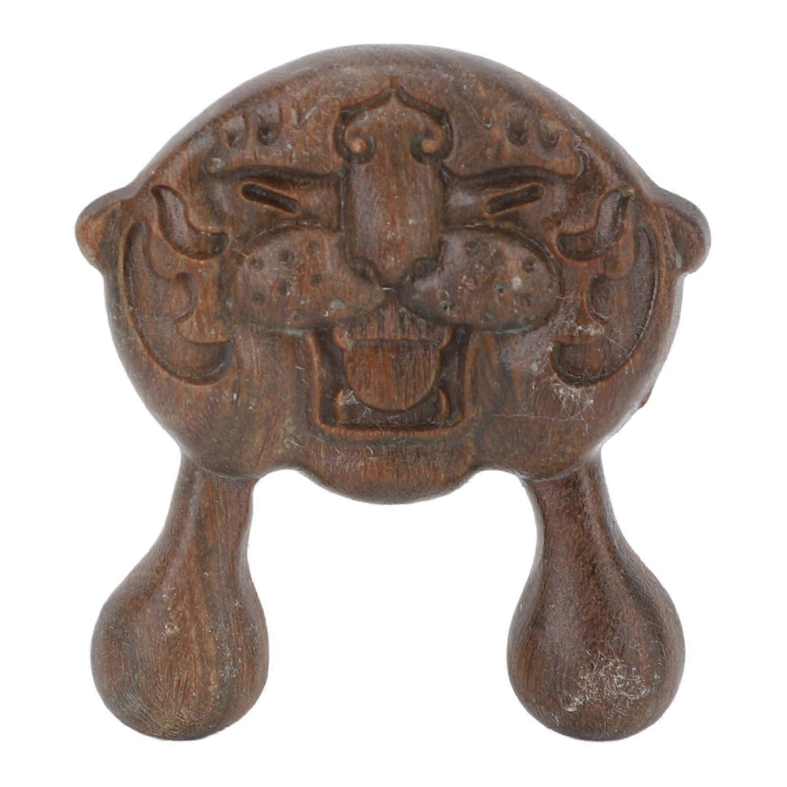 サンダルウッドフェイスマッサージコームタイガーシェイプノーズシェイパー顔体用プロタブル木製マッサージャーYMMR)