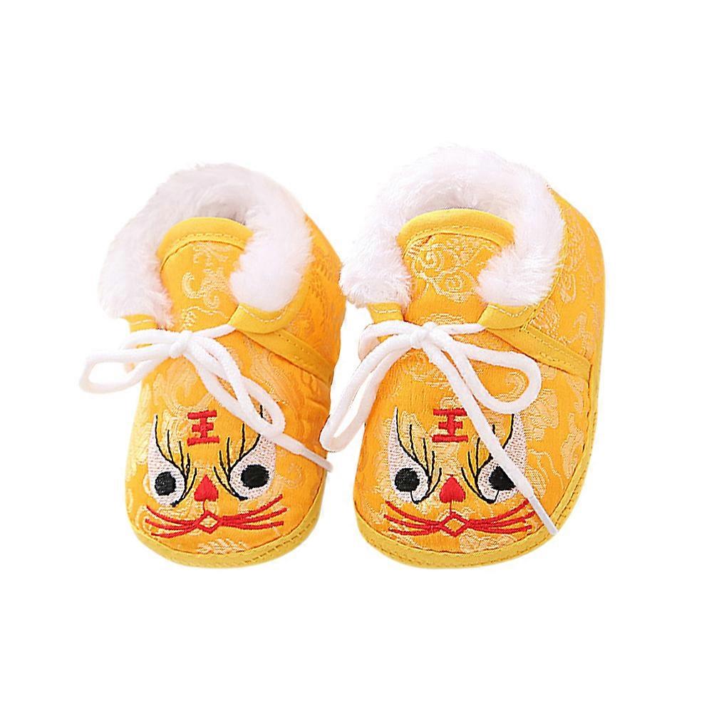 Tiger Head Shape Winter Shoes Slipper For Kids Cotton Plastic Comfortable Warm Size14 1Pair