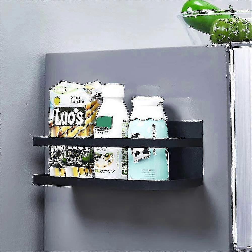 Fridge Magnet Spice Rack with Shelf, Black - Kitchen Organizer Storage
